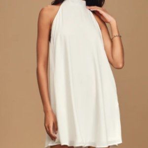 Lulu's Love of Mine White Halter Swing Dress